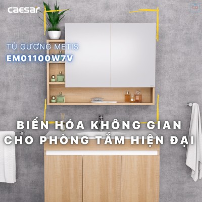 Tủ gương phòng tắm Caesar EM01100W7V