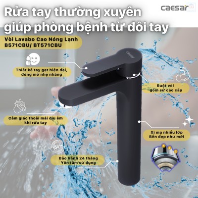 Vòi lavabo nóng lạnh Caesar B571CBU