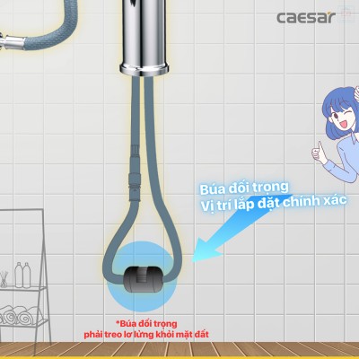 Vòi lavabo nóng lạnh dây rút Caesar B196C