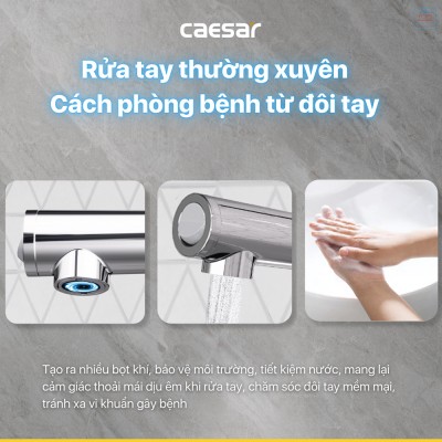 Vòi lavabo nóng lạnh dây rút Caesar B196C