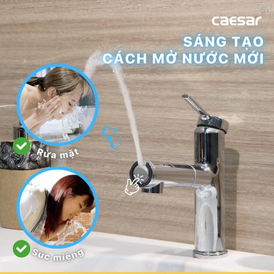 Vòi lavabo nóng lạnh dây rút Caesar B196C