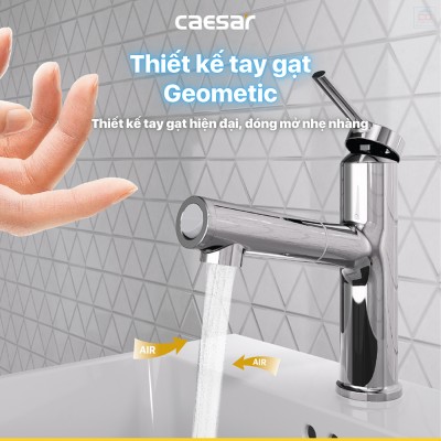 Vòi lavabo nóng lạnh dây rút Caesar B196C