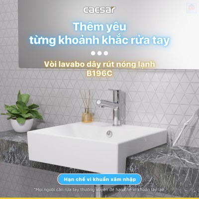 Vòi lavabo nóng lạnh dây rút Caesar B196C