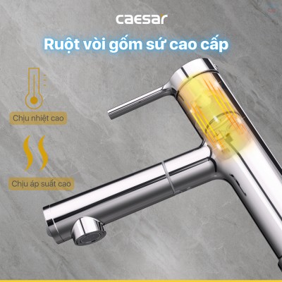 Vòi lavabo nóng lạnh dây rút Caesar B196C
