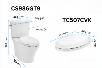 Bồn cầu 2 khối TOTO CS986GT9 nắp điện tử ( GIÁ KM TÍNH TỪ 20/4- 17/5)