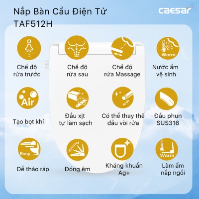 Bồn cầu nắp điện tử Caesar CD1342 + TAF512H