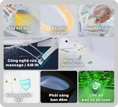 Bồn cầu nắp điện tử Caesar CD1342 + TAF710H