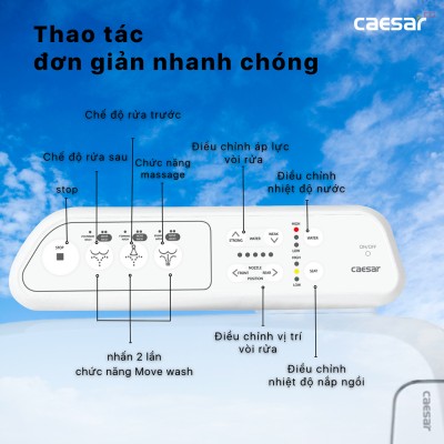 Bồn cầu nắp điện tử Caesar CD1342 + TAF400H