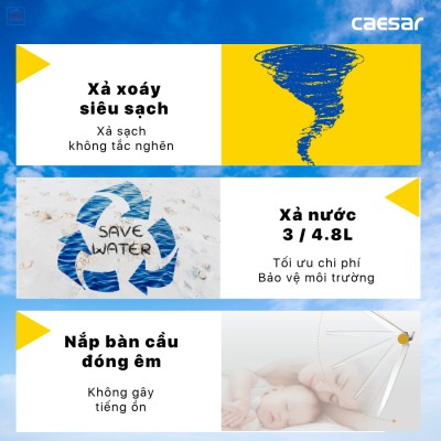 Bồn cầu nắp điện tử Caesar CD1342 + TAF400H