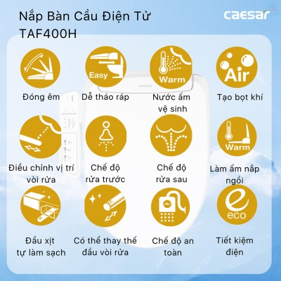 Bồn cầu nắp điện tử Caesar CD1342 + TAF400H