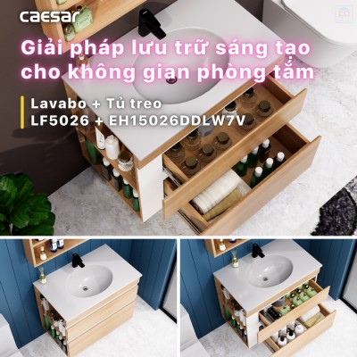 Bộ tủ chậu Caesar LF5026 + EH15026DDLW7V