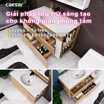 Bộ tủ chậu Caesar LF5028 + EH15028DDRW7V