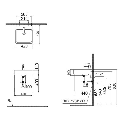 Bộ tủ chậu Caesar LF5261 + EH05261ATGV