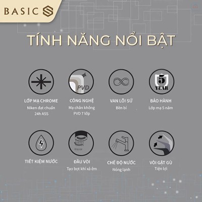 Vòi chậu nóng lạnh Basic BW-608V