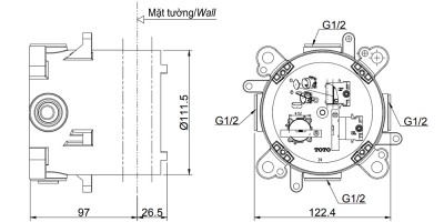Phụ kiện âm tường TOTO TBN01001B
