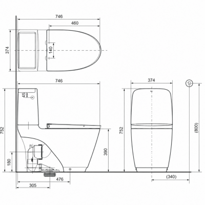 Bồn cầu 2 khối xả cảm ứng Inax ACT-832VN/BW1
