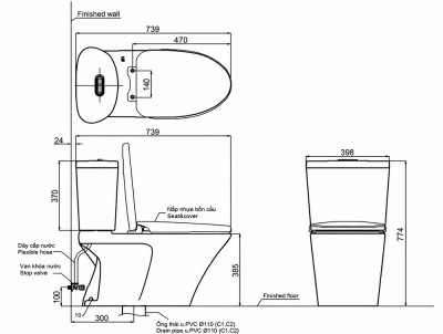 Bồn cầu hai khối Inax C-700VAN