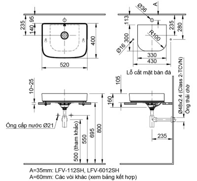 Chậu lavabo đặt bàn Inax AL-638V