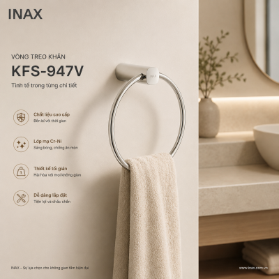 Vòng treo khăn INAX KFS-947V – Điểm nhấn tinh tế cho phòng tắm hiện đại