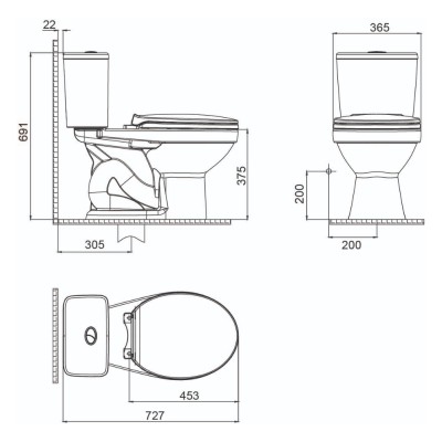 Bồn cầu 2 khối Viglacera V716 – Thiết kế hiện đại, xả xoáy mạnh, tiết kiệm nước