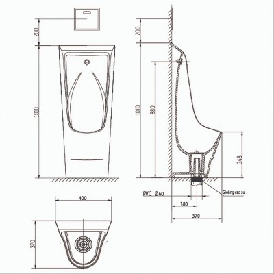 Tiểu nam đặt sàn Viglacera T16