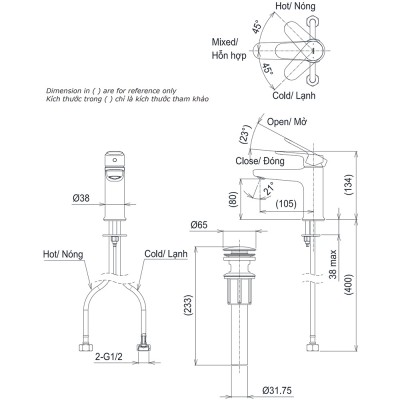 Vòi chậu nóng lạnh TOTO TLS103A0V