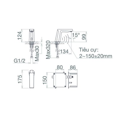 Vòi chậu lavabo cảm ứng Viglacera VG1028.1 (VG1028M)