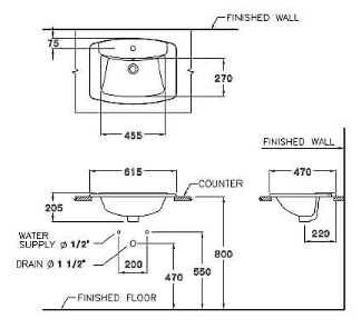 Chậu dương bàn đá cotto C0110