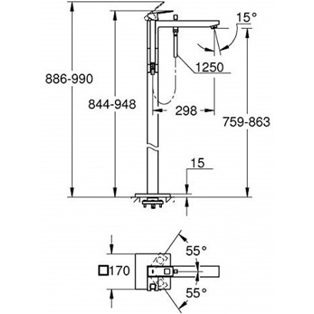 Th&ocirc;ng số kỹ thuật sản phẩm Bộ tay sen & thanh treo New Tempesta Cosmo 100 IV Grohe 23491001