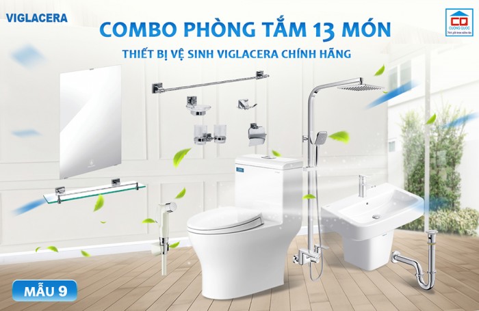 Bộ thiết bị vệ sinh Viglacera tiêu chuẩn cho công trình - Mẫu 9