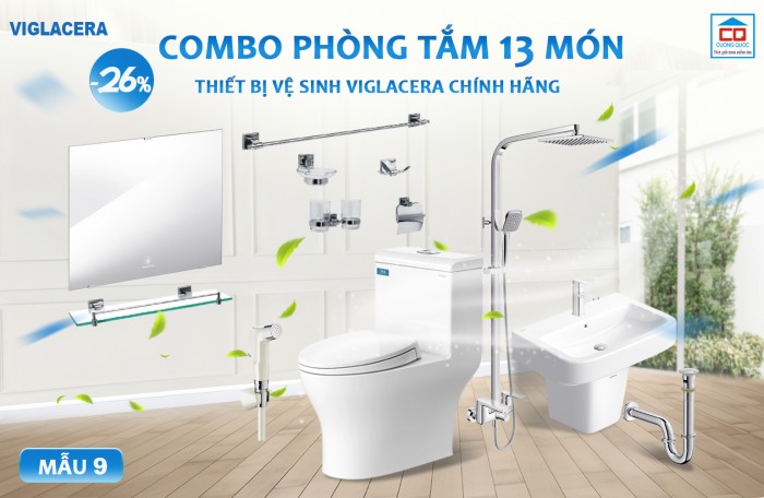 Bộ thiết bị vệ sinh Viglacera tiêu chuẩn cho công trình - Mẫu 9