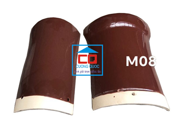 Ngói nóc tráng men đỏ mận Viglacera Thăng Long màu 08