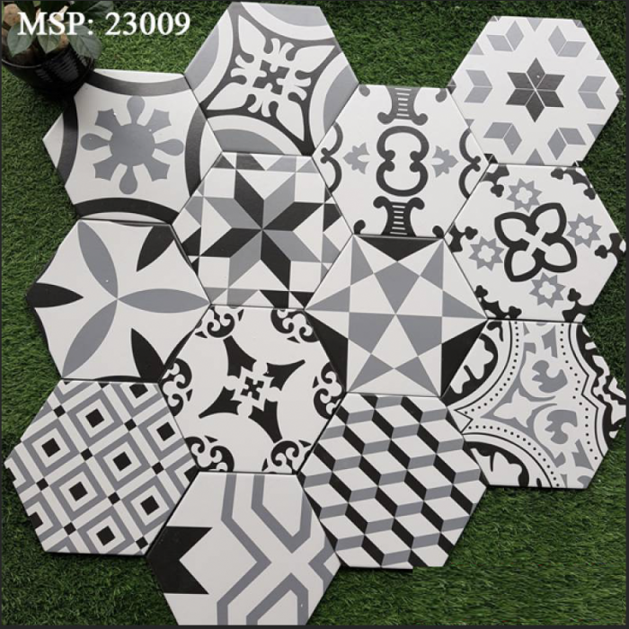 Gạch bông men lục giác 200*230 trang trí CQ 23009