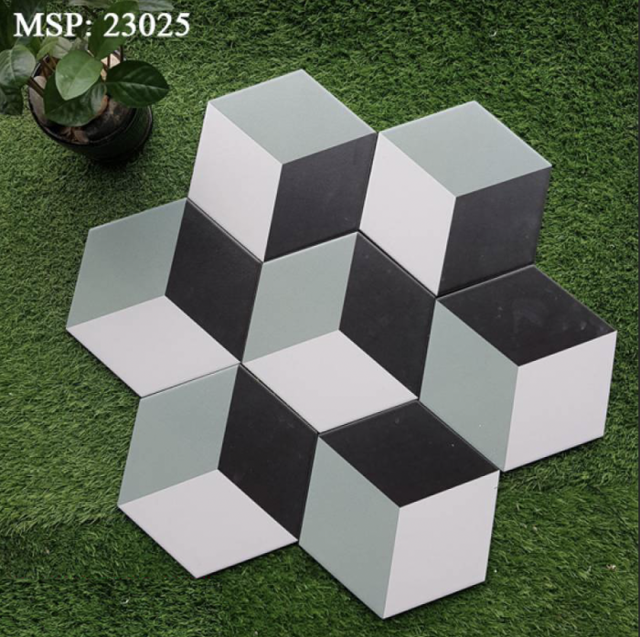 Gạch bông men lục giác 200*230 trang trí CQ 23023