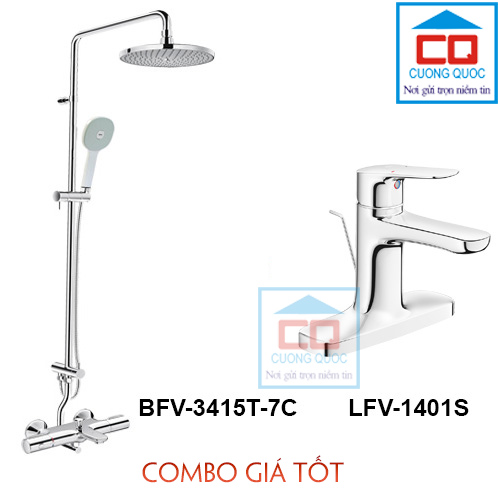 Bộ vòi chậu + sen tắm Inax LFV-1401S + BFV-3415T-7C