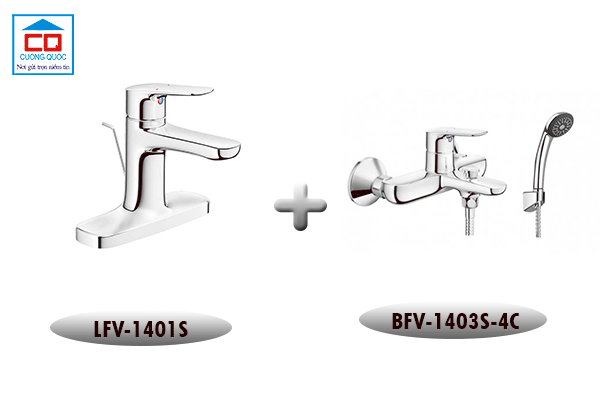 Combo vòi lavabo Inax LFV-1401S + Sen tắm Inax BFV-1403S-4C