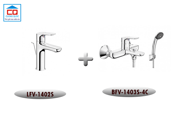 Combo vòi lavabo Inax LFV-1402S + Sen tắm Inax BFV-1403S-4C