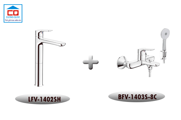 Combo vòi lavabo Inax LFV-1402SH + Sen tắm Inax BFV-1403S-8C