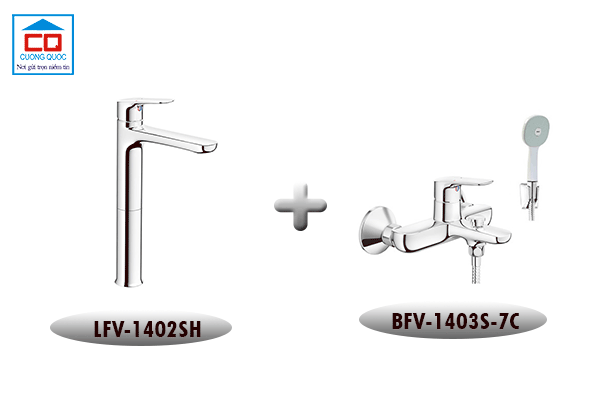 Combo vòi lavabo Inax LFV-1402SH + Sen tắm Inax BFV-1403S-7C