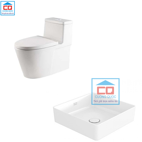 Combo bồn cầu 1 khối + Lavabo đặt bàn American VF-1808E + WP-F411 ( GÓI AE9)