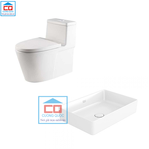 Combo bồn cầu 1 khối + Lavabo đặt bàn American VF-1808E + WP-F412 ( GÓI AE10)