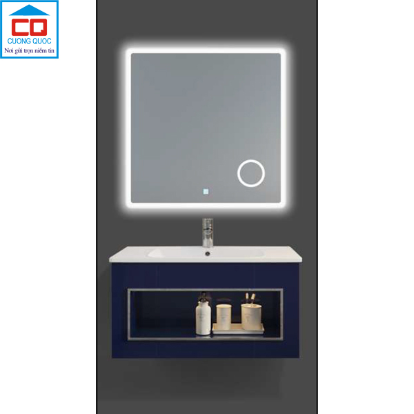 Bộ tủ lavabo thủy tinh và gương đèn led cảm ứng cao cấp QB CABINET $ MIRROR QG808-QK8-QL904T