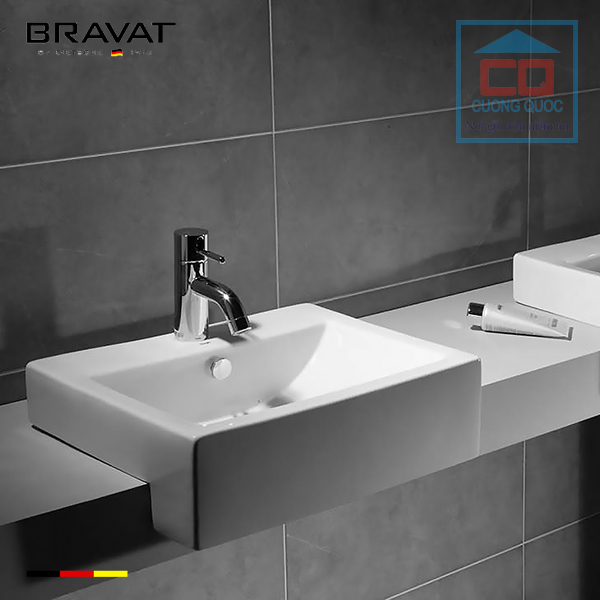 Chậu rửa mặt lavabo cao cấp Bravat C2295W-1-ENG