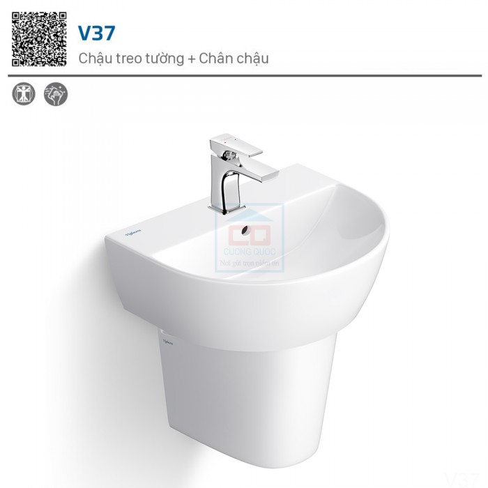 Chậu chân lửng Viglacera V37 treo tường