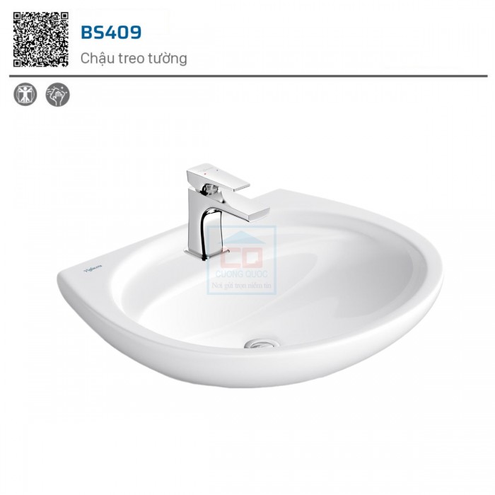 Chậu rửa mặt lavabo treo tường Viglacera BS409 ( BỎ MẪU )