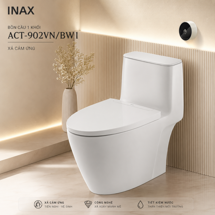 Bồn cầu Inax 1 khối xả cảm ứng ACT-902VN