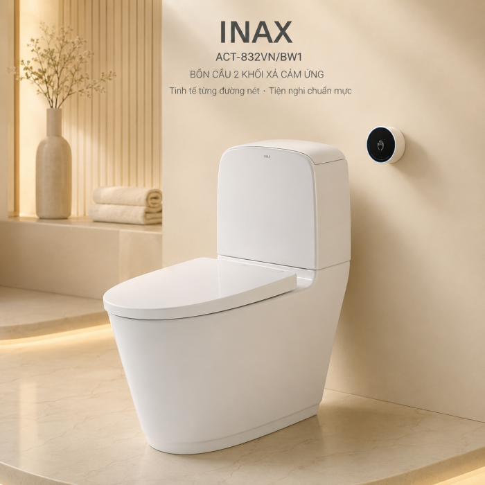 Bồn cầu Inax 2 khối xả cảm ứng ACT-832VN