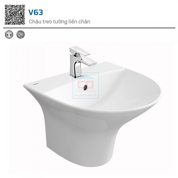 Chậu lavabo liền chân Viglacera V63