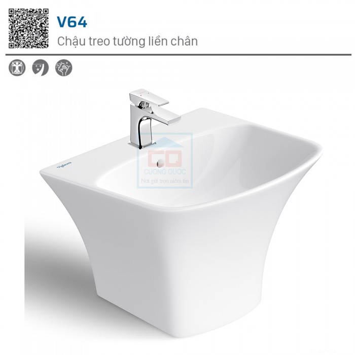 Chậu lavabo liền chân Viglacera V64