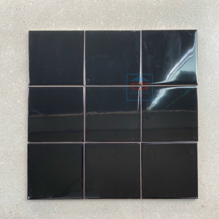 Gạch thẻ đen bóng phẳng 10x10cm M1107